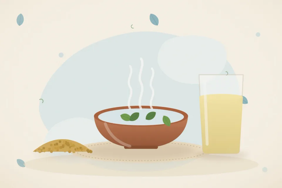 Illustrated still life with fenugreek seeds.