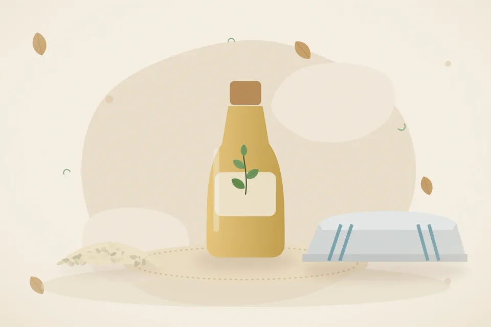 Illustrated still life with sesame seeds.
