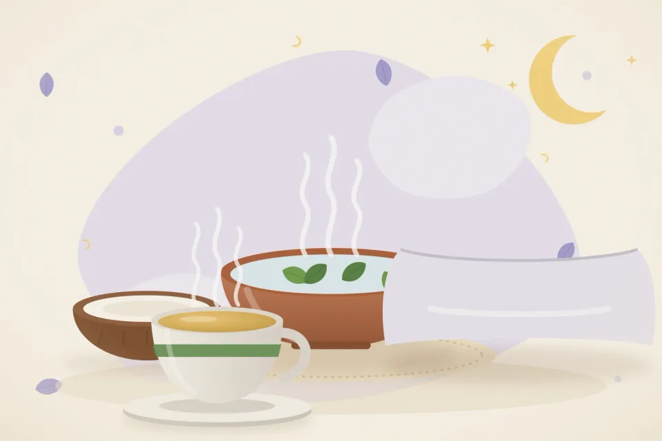 Illustrated still life with coconut.