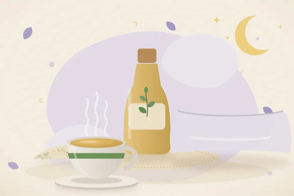 A small steel bowl of golden sesame oil and a folded cotton cloth on a wooden kitchen table, with no one in the frame.