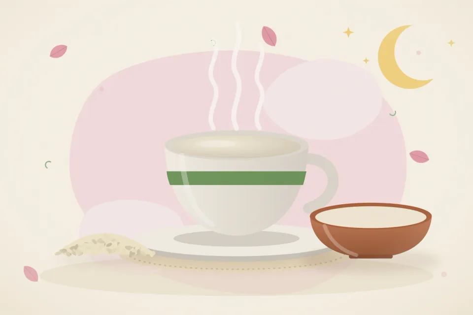 Illustrated still life with sesame seeds.