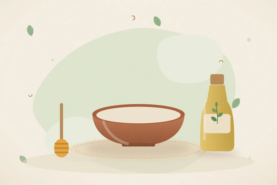 Kitchen still life of a bowl of fresh curd and a spoon of honey on a wooden board, soft daylight, no people and no text.